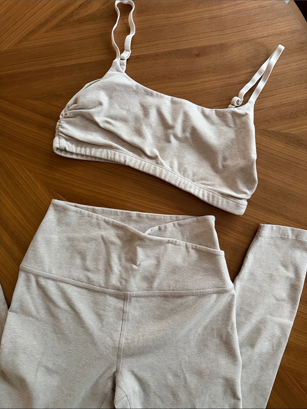 Beyond Yoga Cream High-Waist Leggings & Adjustable Bralette Set